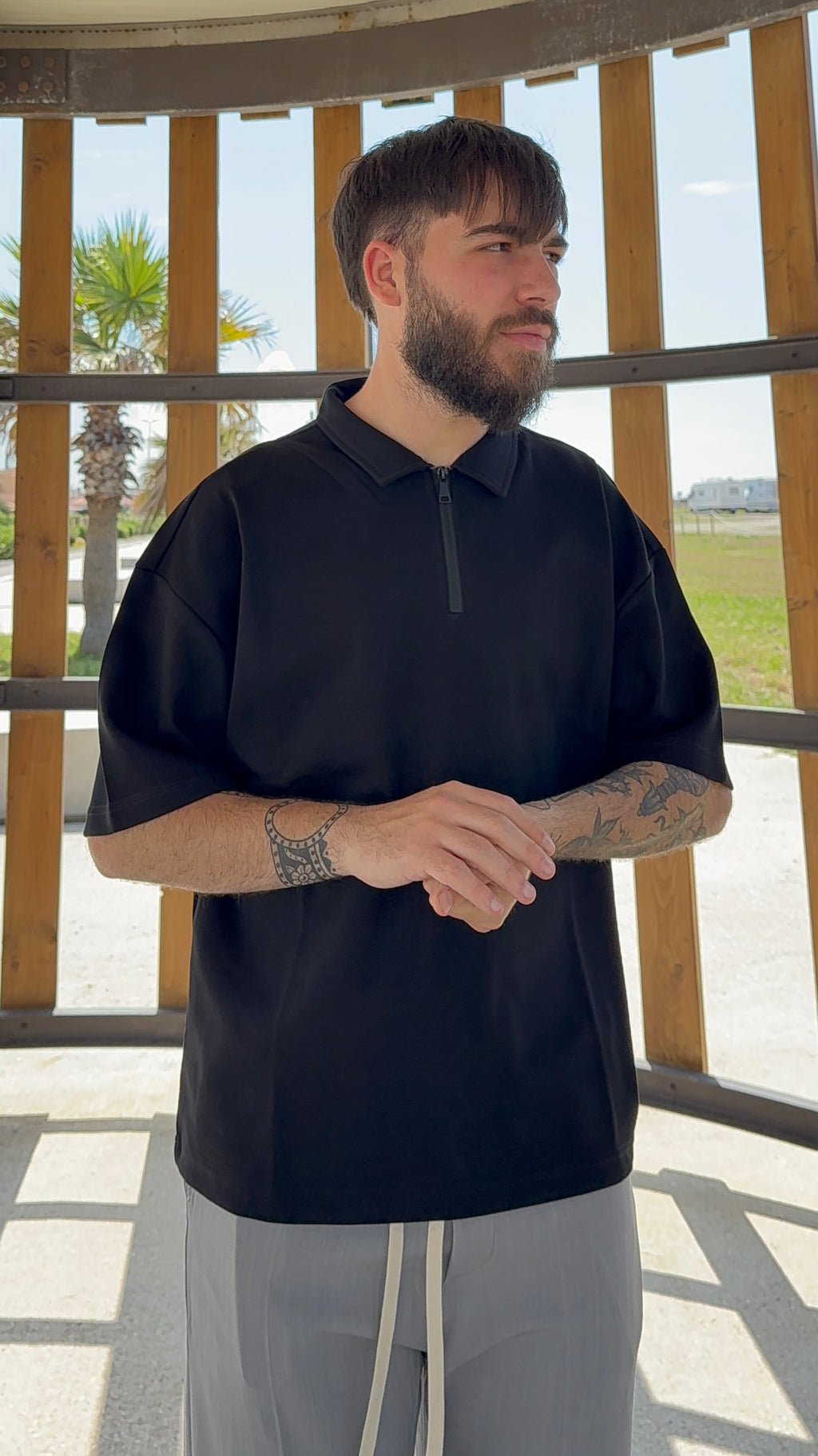 Polo ZIP LINE black