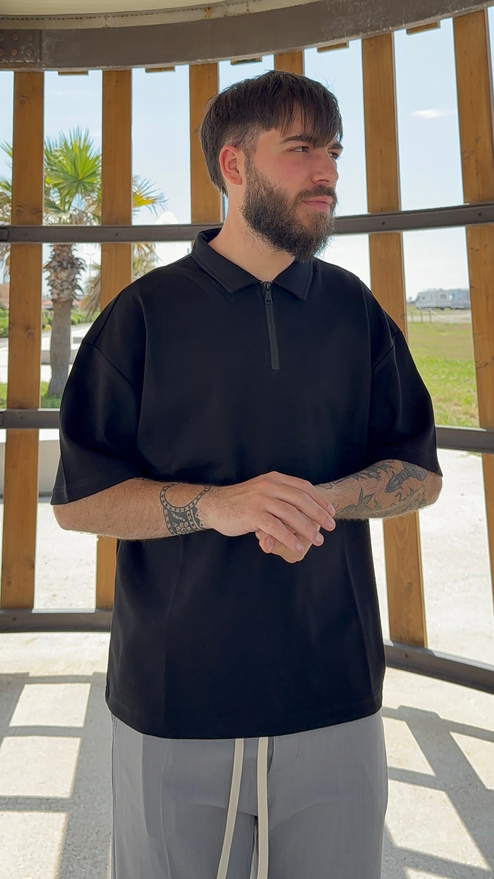 Polo ZIP LINE black