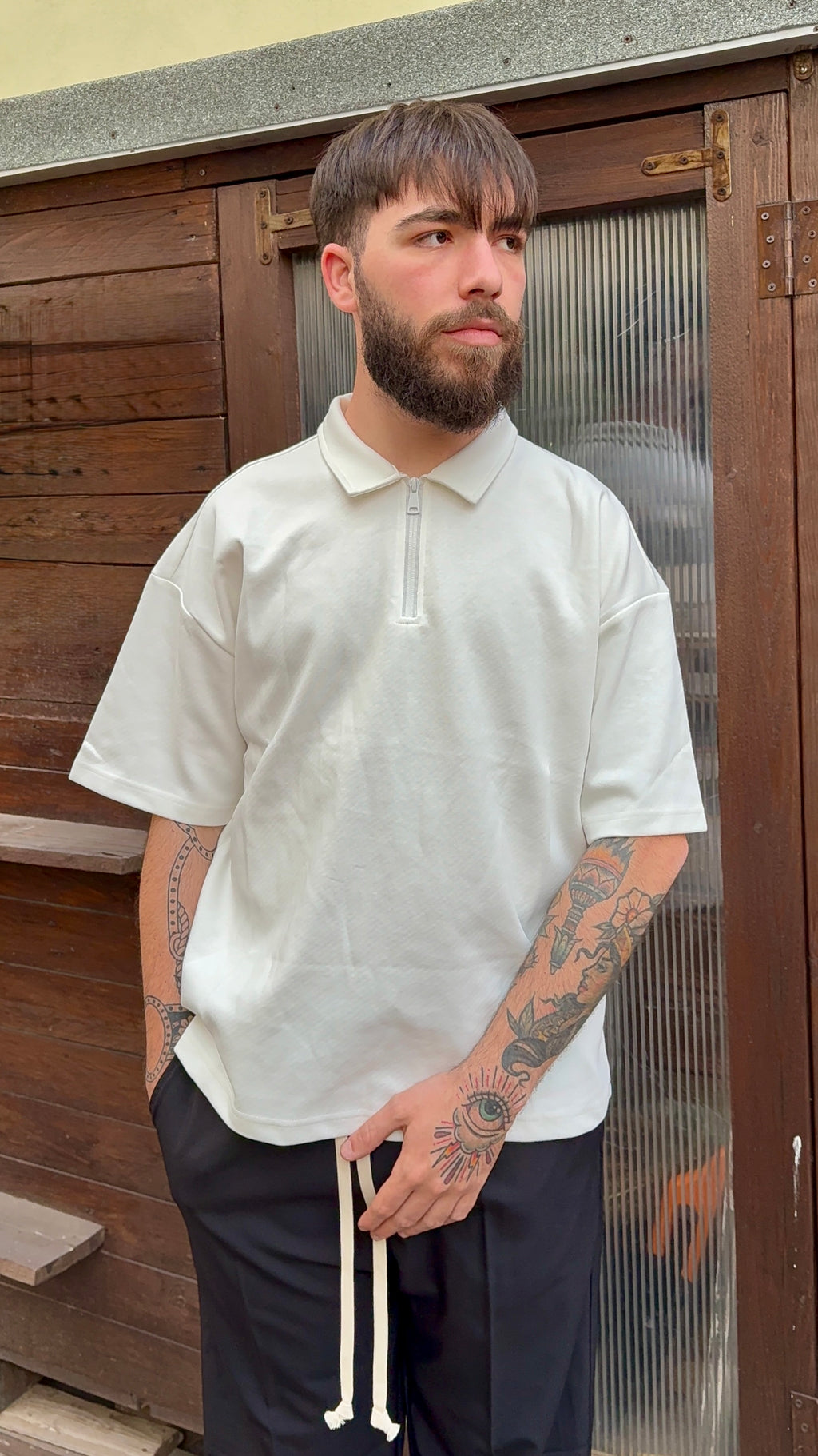 Polo ZIP LINE white