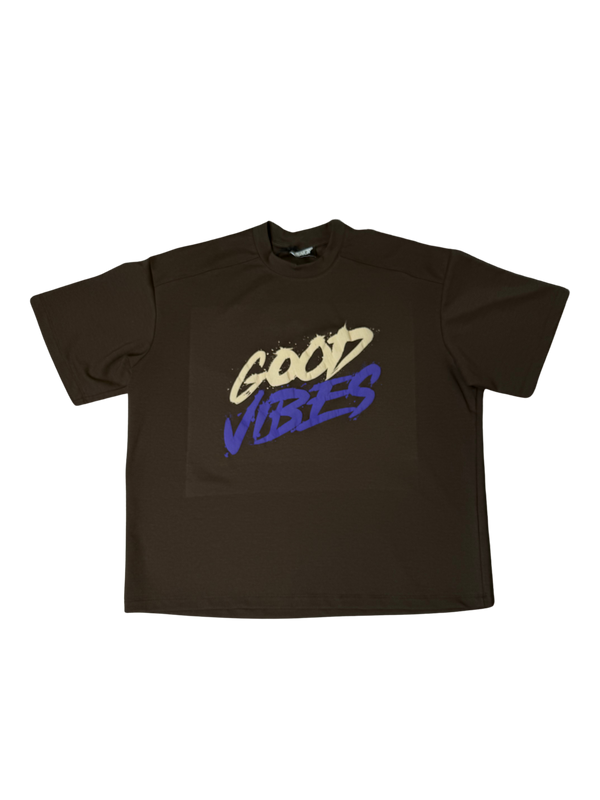 T-shirt GOOD VIBES brown