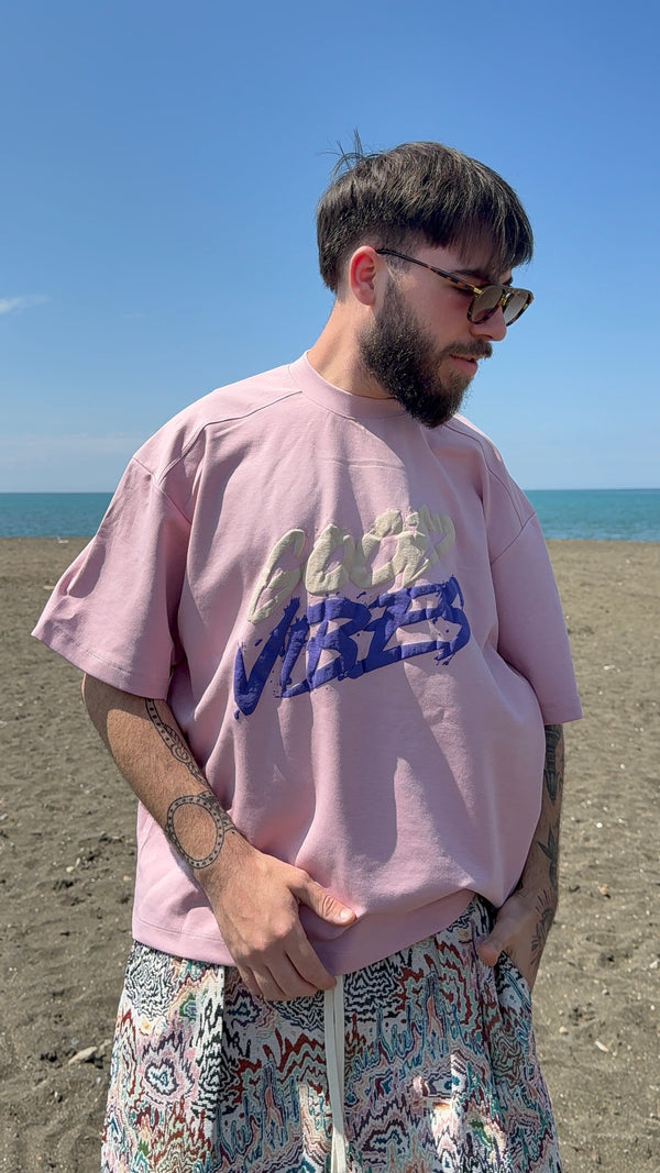 T-shirt GOOD VIBES pink